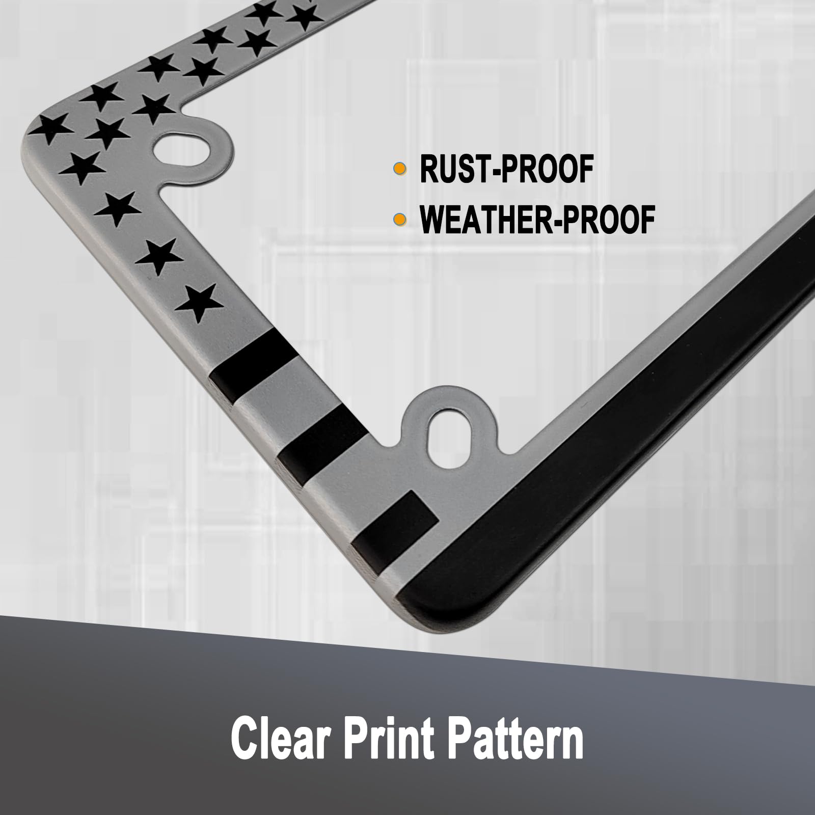 ZXFOOG Motorcycle License Plate Frame American Flag, Stainless Steel Black Tag Holder Bracket with Screws Nuts Caps, 1 Pack for