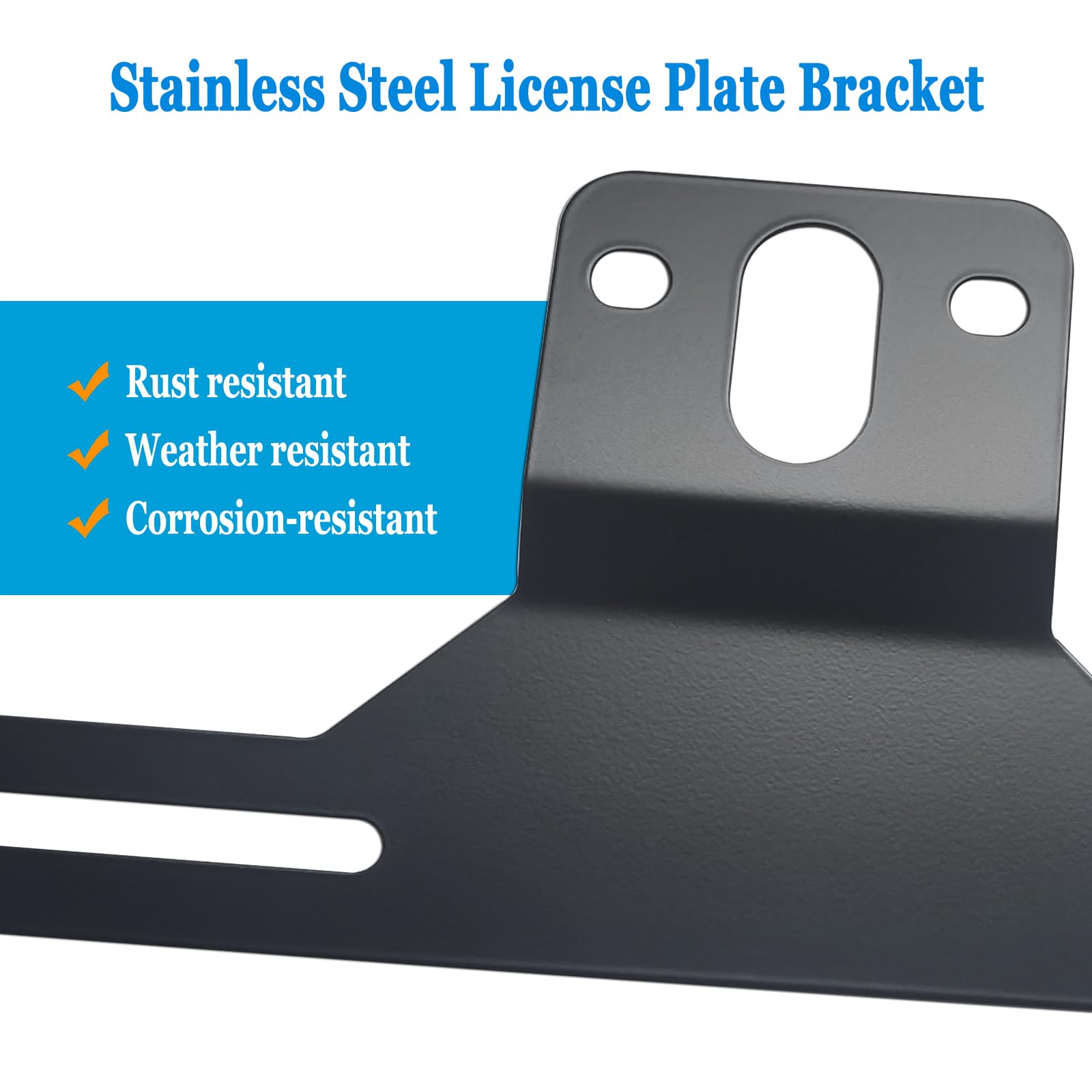 ZXFOOG Trailer License Plate Bracket Holder- Black Stainless Steel Metal Car Tag Frame for Truck/RVs/Boats, Universal License Pl