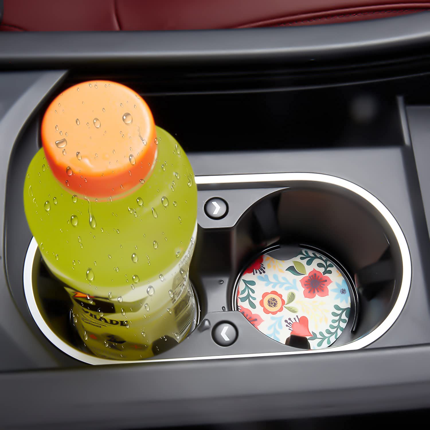 Jupswan Car Coaster for Cupholder,2 Pack Floral Car Decals Cup Coaster Must Have Car Accessories Car Finds Tiktok for Women Men,