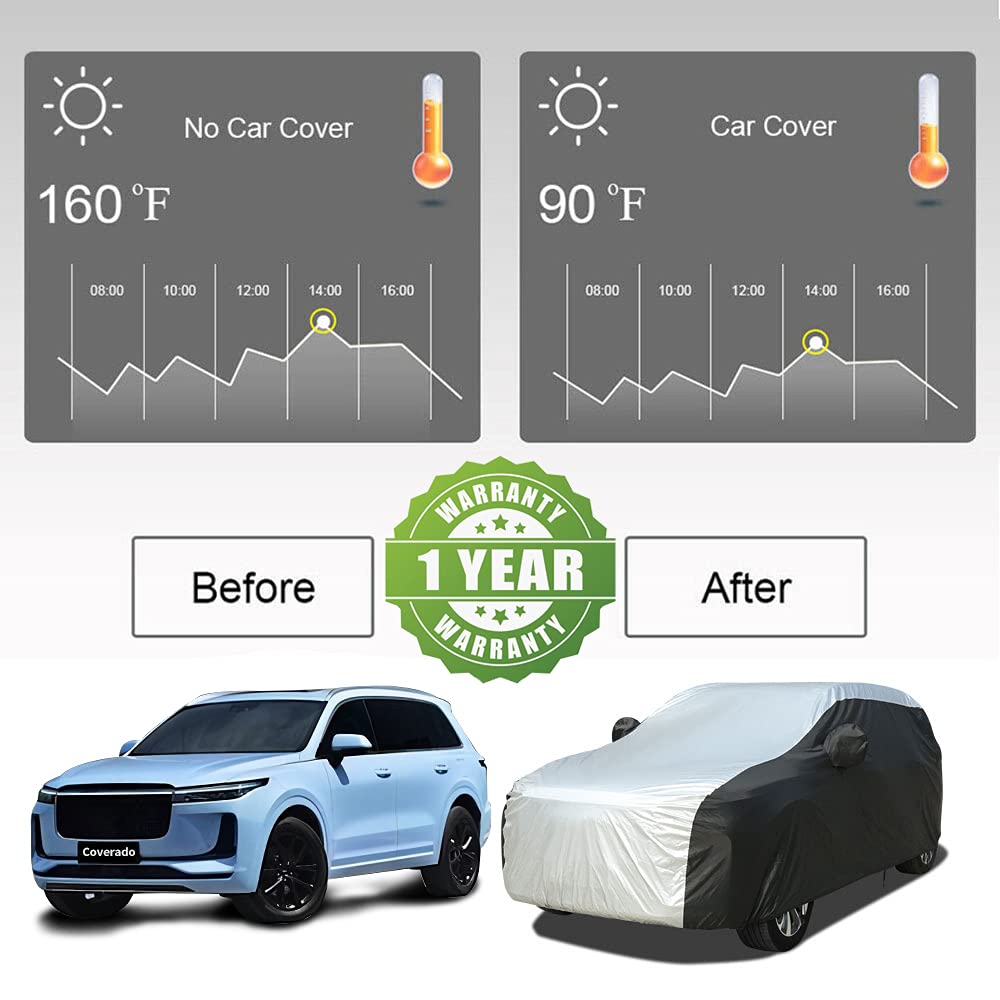 Coverado All Weather Suv Car Cover, Waterproof Sun Uv Snow Wind Protection, Breathable Full Exterior Universal Fit For Suv (170'