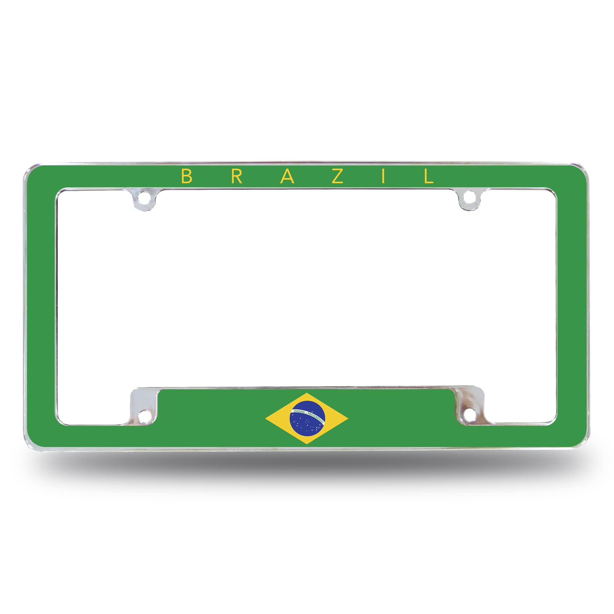 Rico Industries Brazil Flag All Over Automotive License Plate Frame for Car/Truck/SUV (12 x 6)