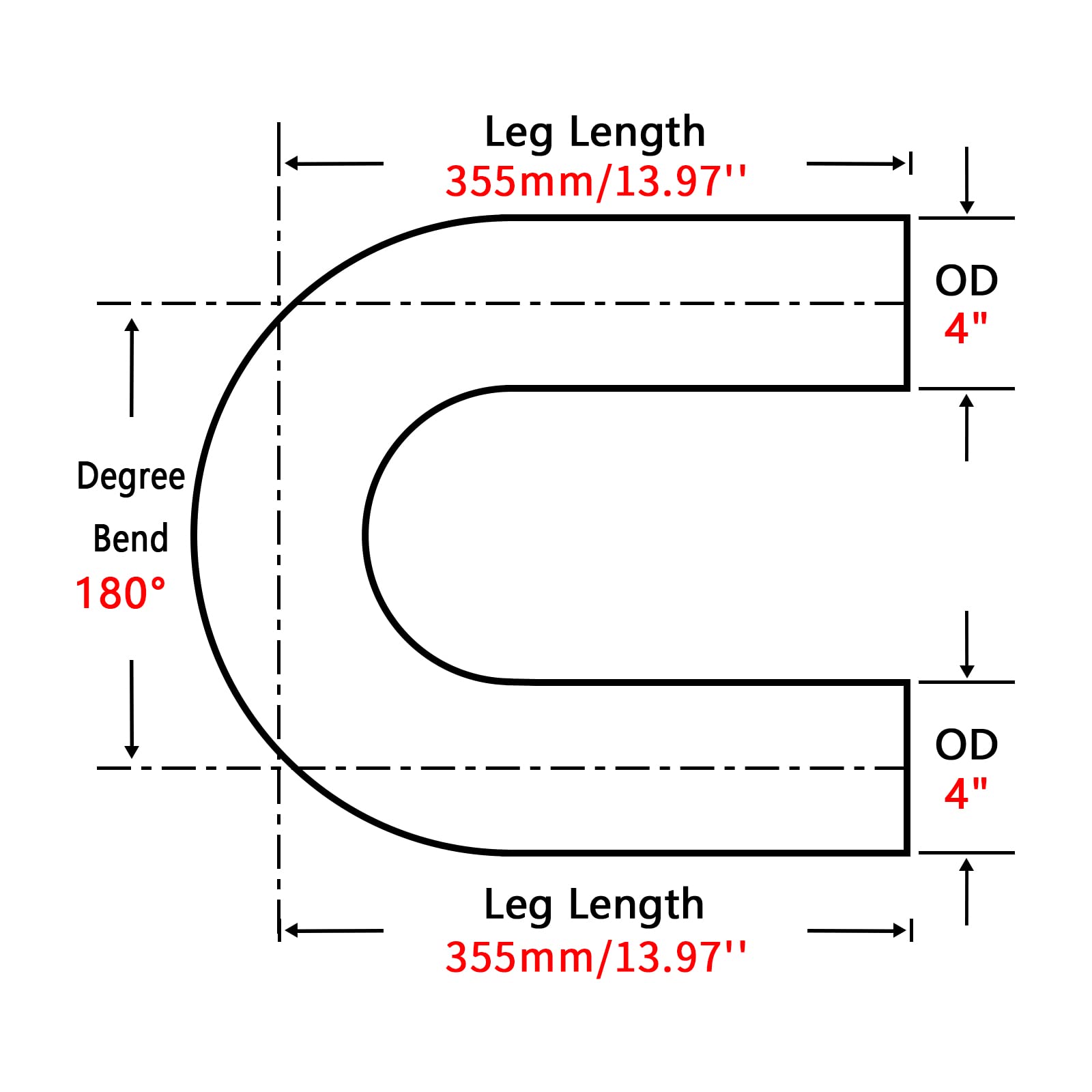 Fgjqefg 4 Inch 180 Degree Diy Custom Mandrel Exhaust Pipe Tube Pipe, T304 Stainless Steel, Universal Fit, 28 Inch End To End Len