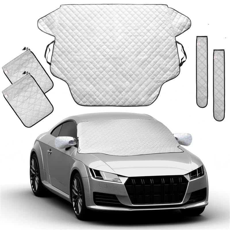 EcoNour Windshield Cover for Ice and Snow with Side Mirror and Wiper Cover | Universal Fit, Water Resistant, Car, SUV, Truck, Mi
