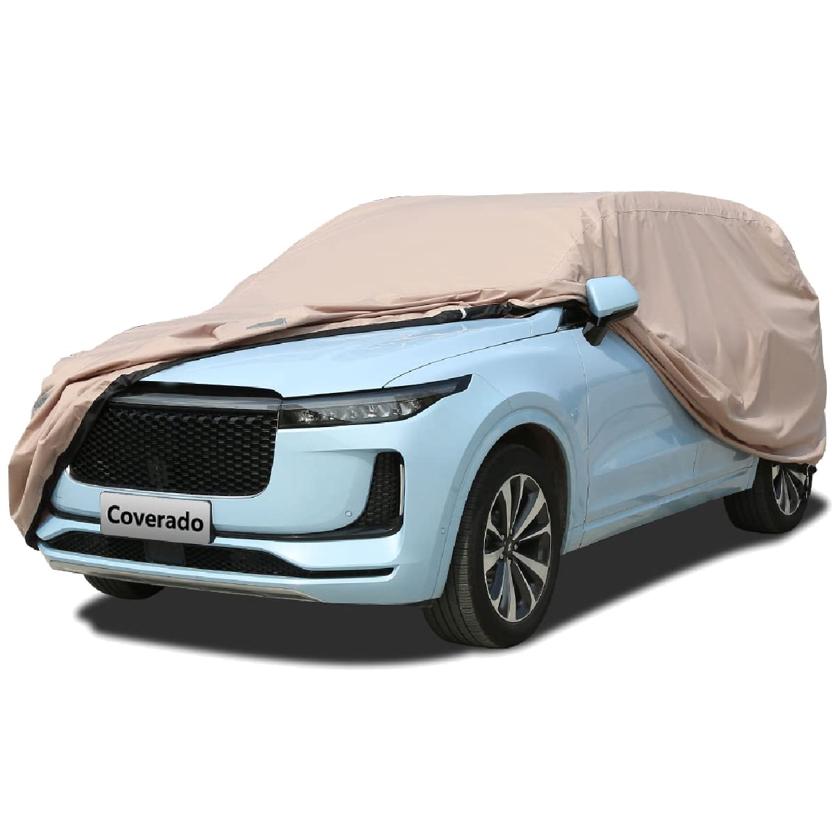 Car Cover Water Resistant All Weather - Coverado Ultra-Protection 6 Layer Car Cover With Locking Cable Heavy Duty Full Exterior Car Covers For Automobiles, Universal Fit For Outdoor Suv (206'-215')