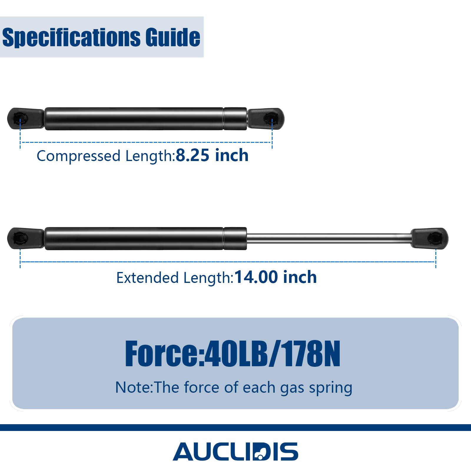 C16-09461 C16-18231 14 Inch 40Lb/178N Gas Strut Shock Lift Support Spring For Leer Camper Shell Truck Topper Cap Canopy Door Win