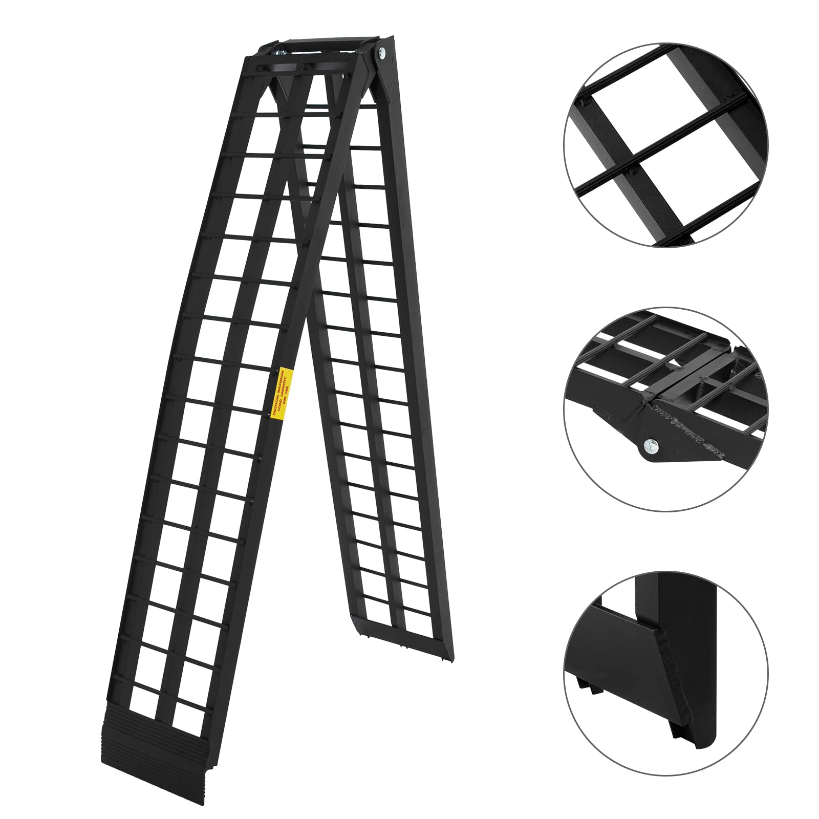 MOTORHOT 10FT Folding Arched Ramps for Lawnmower ATV/UTV Truck - Black Aluminum, 1200lb Capacity