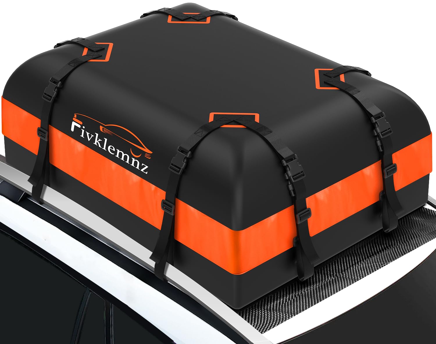 FIVKLEMNZ Rooftop Cargo Carrier, 15 Cubic Feet, Waterproof PVC, Classic Version, Includes Anti-Slip Mat & Straps, All Vehicle Compatibility