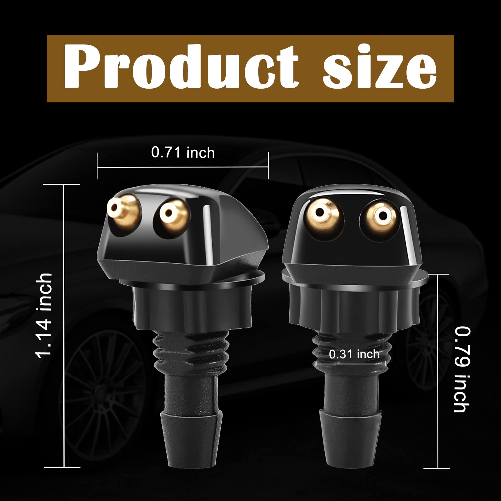 Dewkou Pack-2 Car Front Windshield Washer Nozzles, Car Double-hole Wiper Washer Nozzle Kit, Fits for Most Cars Chrysler BMW Buic