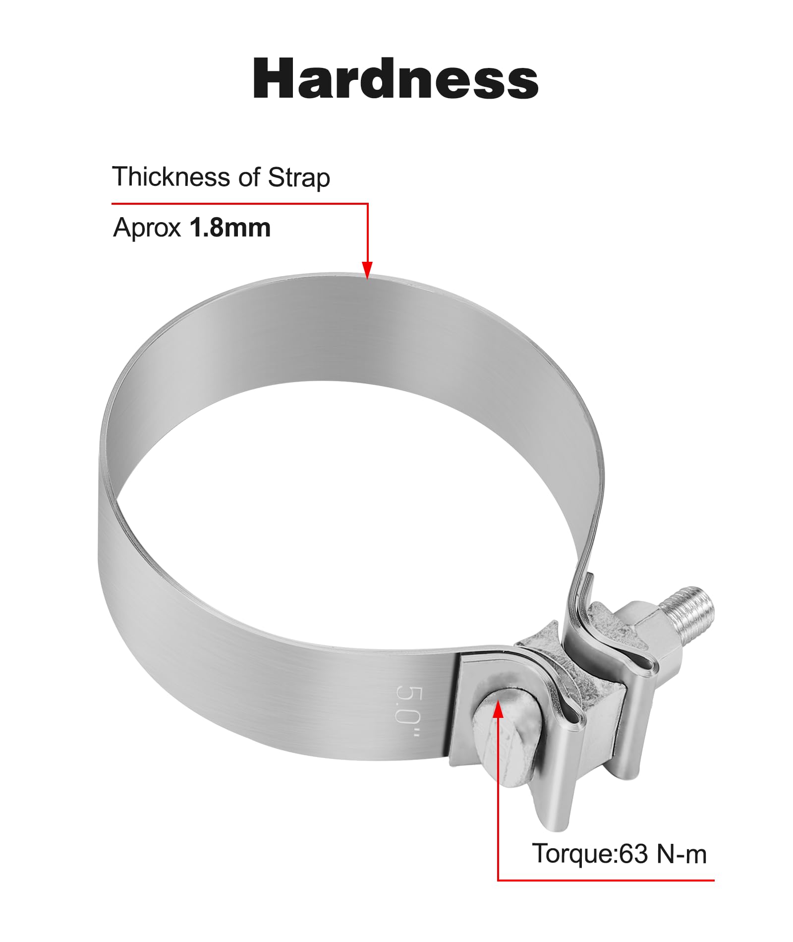 Evil Energy 5.0 Inch Exhaust Clamp,Narrow Band Muffler Clamp Stainless Steel For Pipes,Mufflers,Catalytic Converters 1Pcs