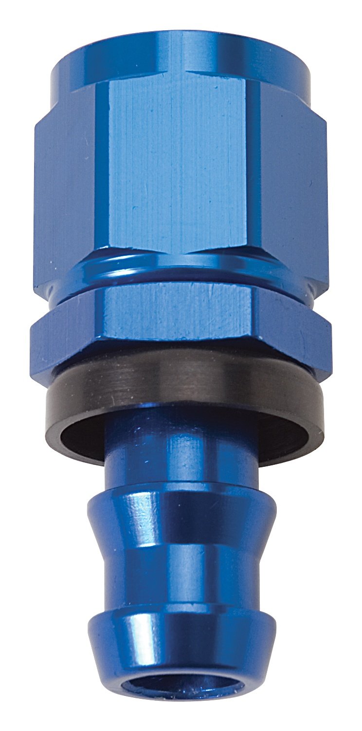 Edelbrock 624010 Twist-Lok Red/Blue Anodized Aluminum -6An Straight Hose End