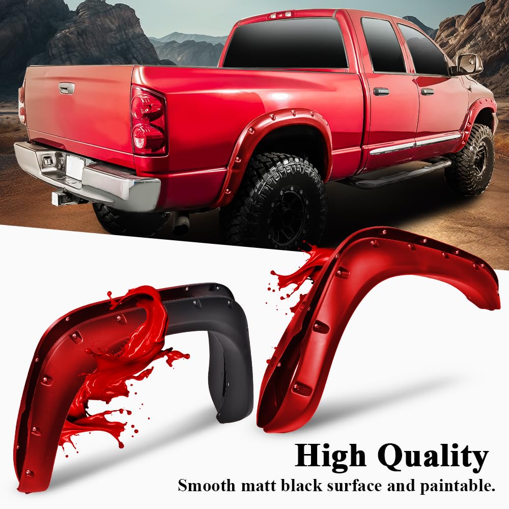 G-PLUS Fender Flares, Compatible With Dodge Ram 2500 Ram 3500 2010-2017(Do Not Fit Dually and Chassis Cab Models), Smooth Black