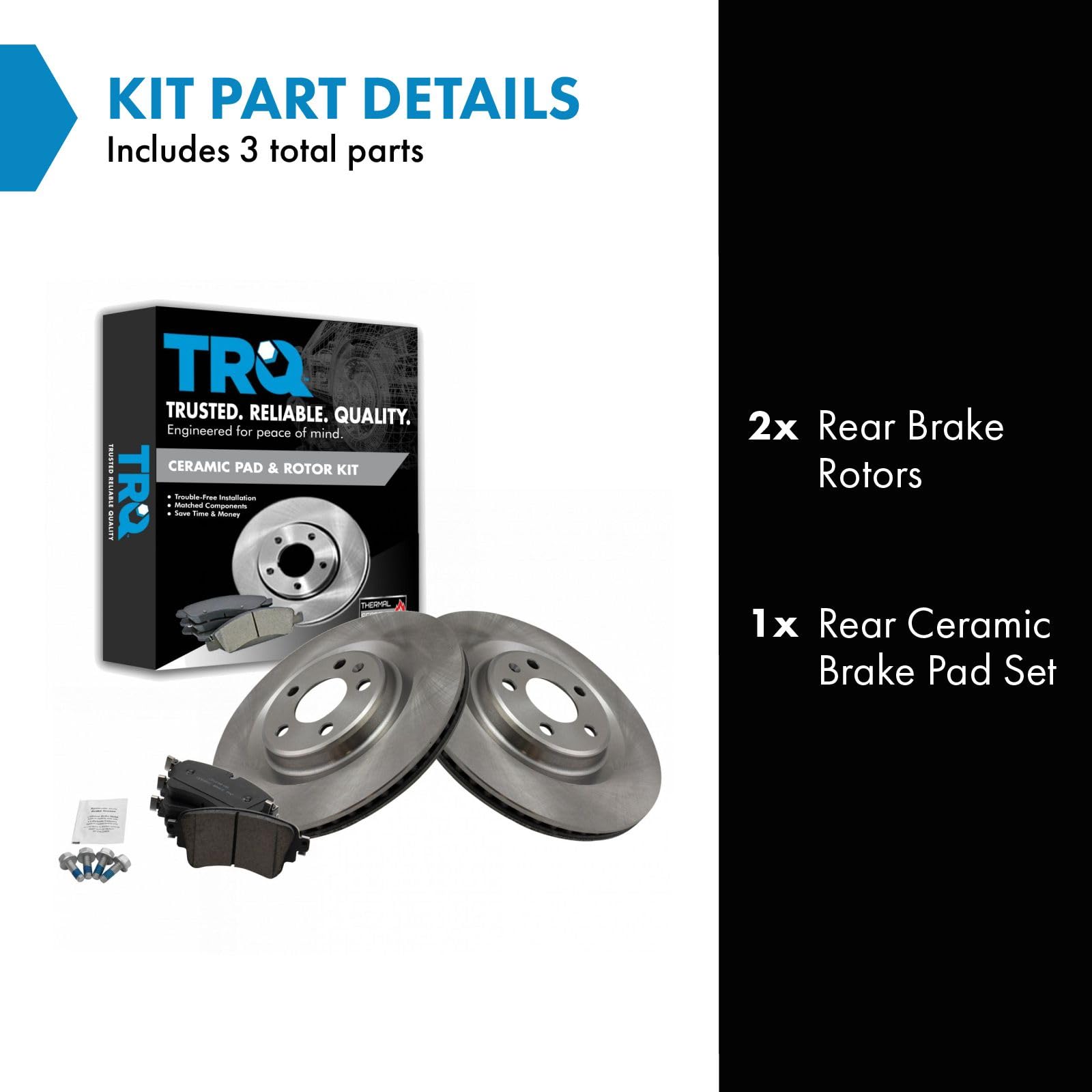 Trq Rear Brake Pad & Rotor Kit Brake Pads Brake Rotor Ceramic Compatible With 2017-2018 Audi A4 2017-2019 A4 Allroad A4 Quattro