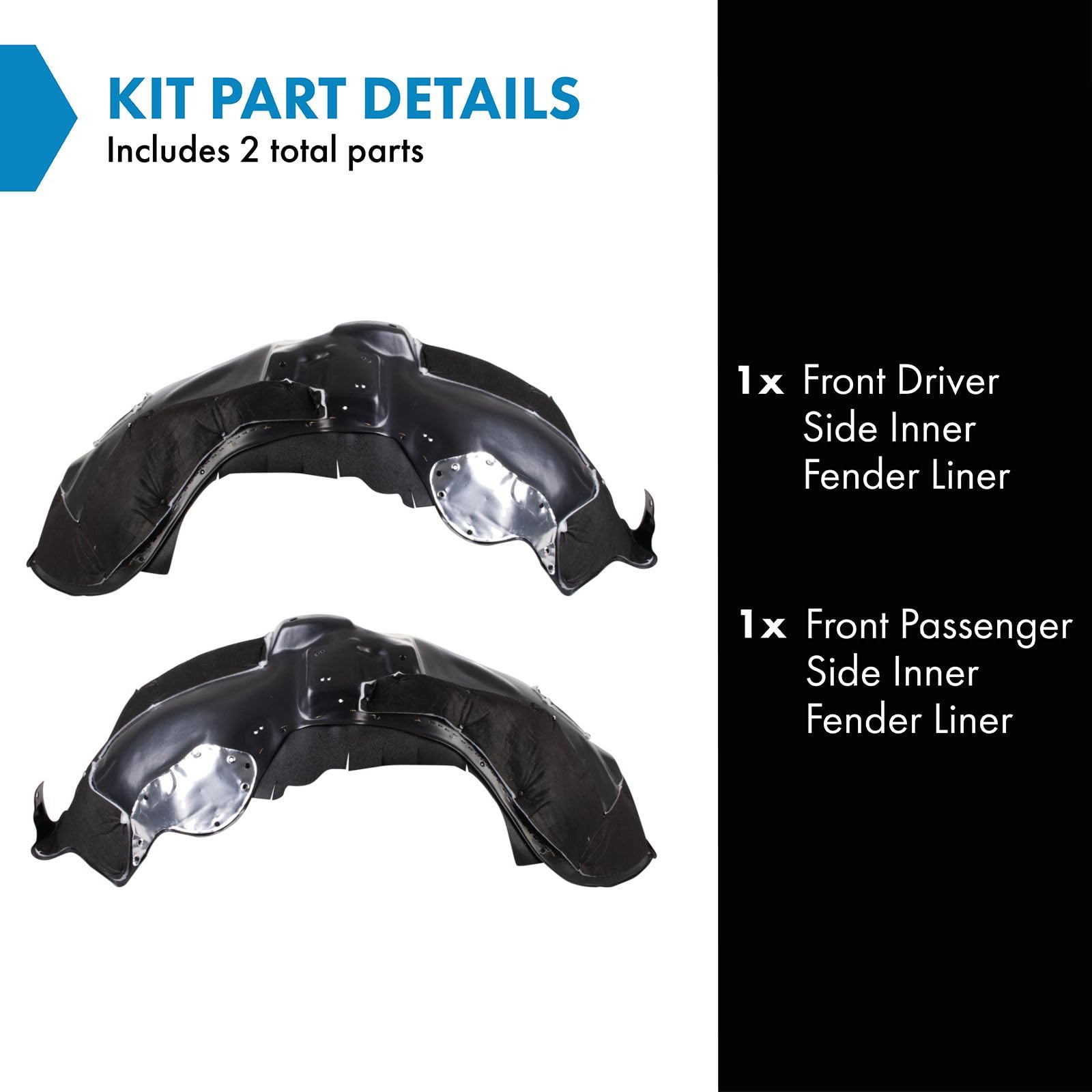 Trq Front Inner Fender Liner Set Compatible With 2015-2017 Ford Expedition Lincoln Navigator Fo1248173 Fo1249173
