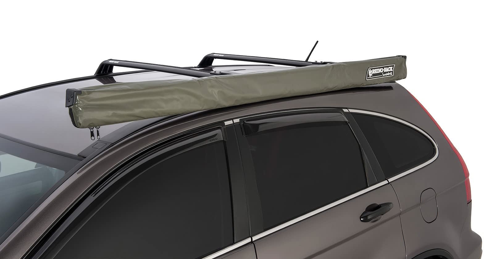 Rhino-Rack Sunseeker Angled Down Awning Brackets For Flush Vortex Bars, Powder Coated Stainless Steel, Black (32127)