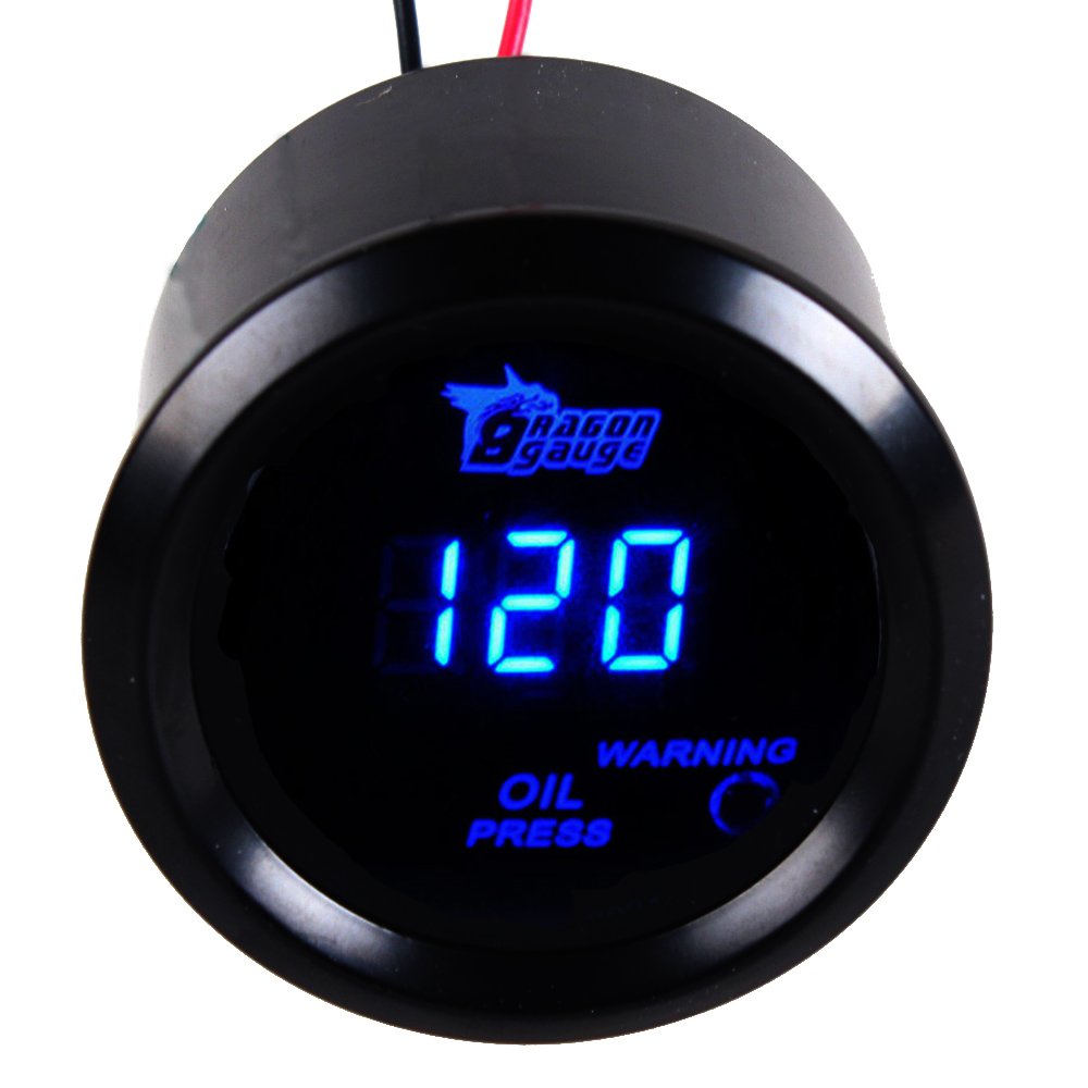 Esupport Car 2' 52Mm Digital Oil Press Pressure Gauge Blue Led