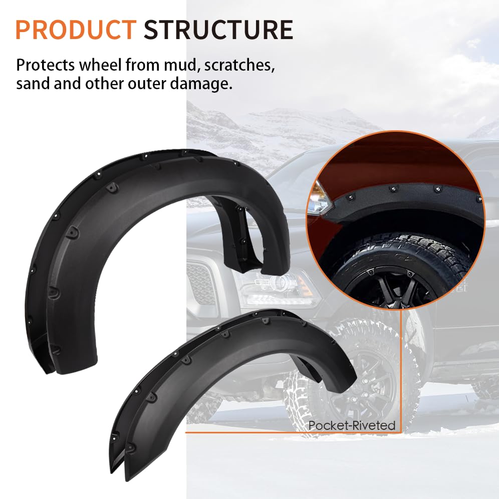 G-Plus Fender Flares Kit Compatible With 1999-2007 Ford F250 F350 Super Duty (Not Fit Dually Models) Wheel Protector Cover Textu