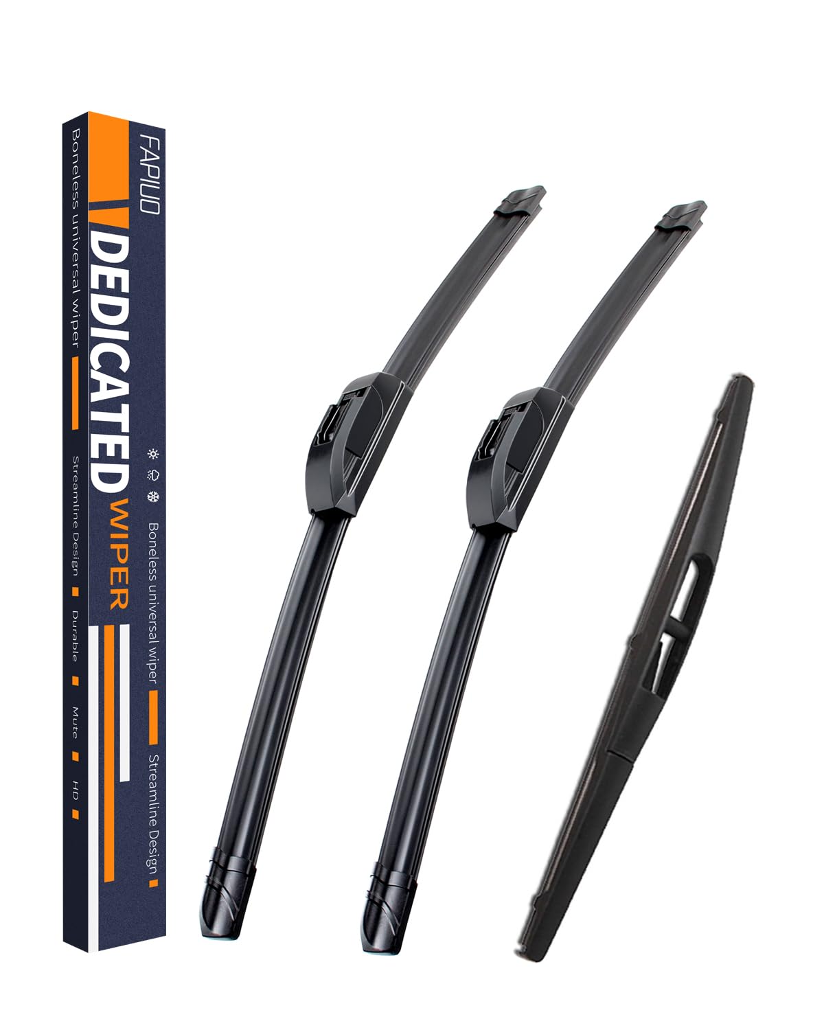 Replacement For Subaru Forester 2009-2013 Silent Wipers -Fapiuo Front And Rear Windshield Wipers 24''/18''+14'' Full Blade Set (