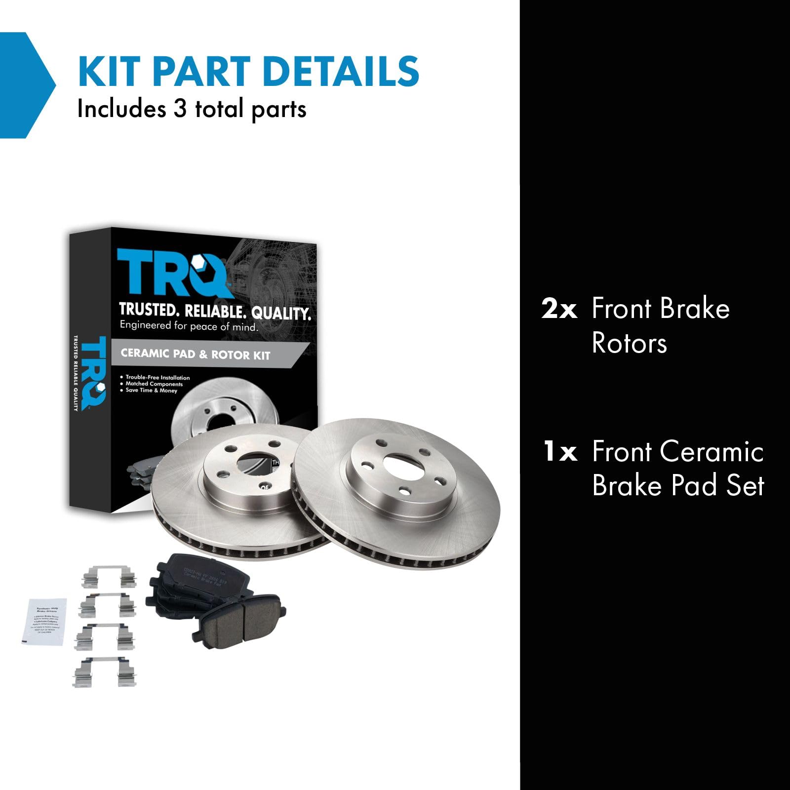 Trq Front Brake Pad & Rotor Kit Brake Pads Brake Rotor Ceramic Compatible With 2003-2008 Pontiac Vibe Toyota Corolla Matrix Cd92