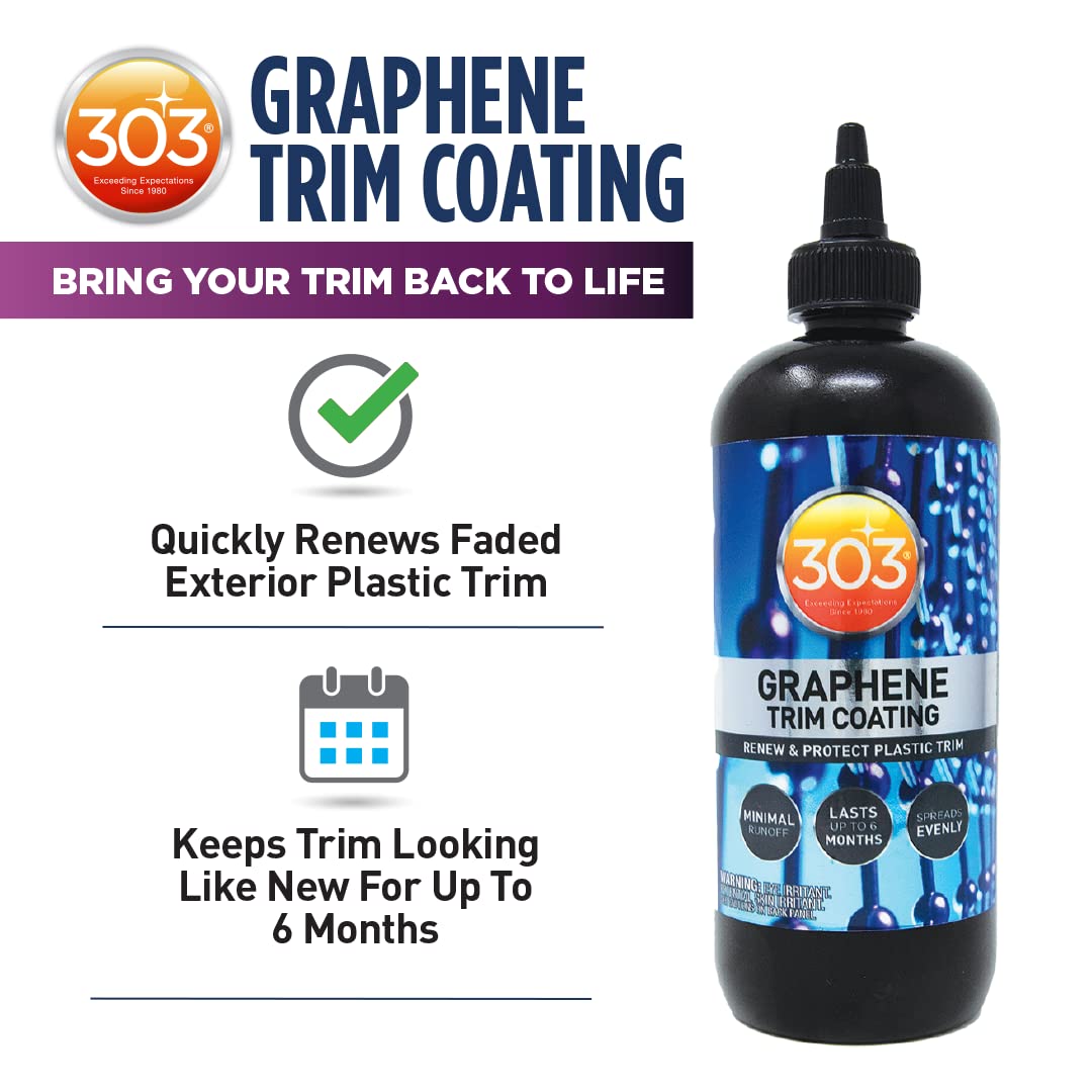 303 Products Graphene Trim Coating - Hydrophobic UV Protectant - 8 Oz - Model 30249 - Darkens & Renews Plastic Trim