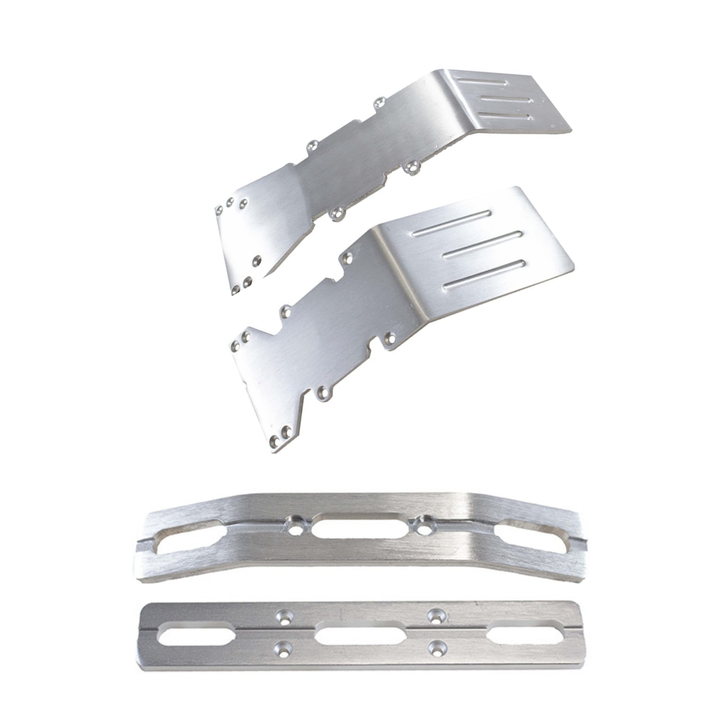 Rc Raven Rc Car Skid Plate For T-Maxx And E-Maxx Brushed Aluminum Skid Plate Front And Rear With A Set Of Brushed Aluminum Bumpe