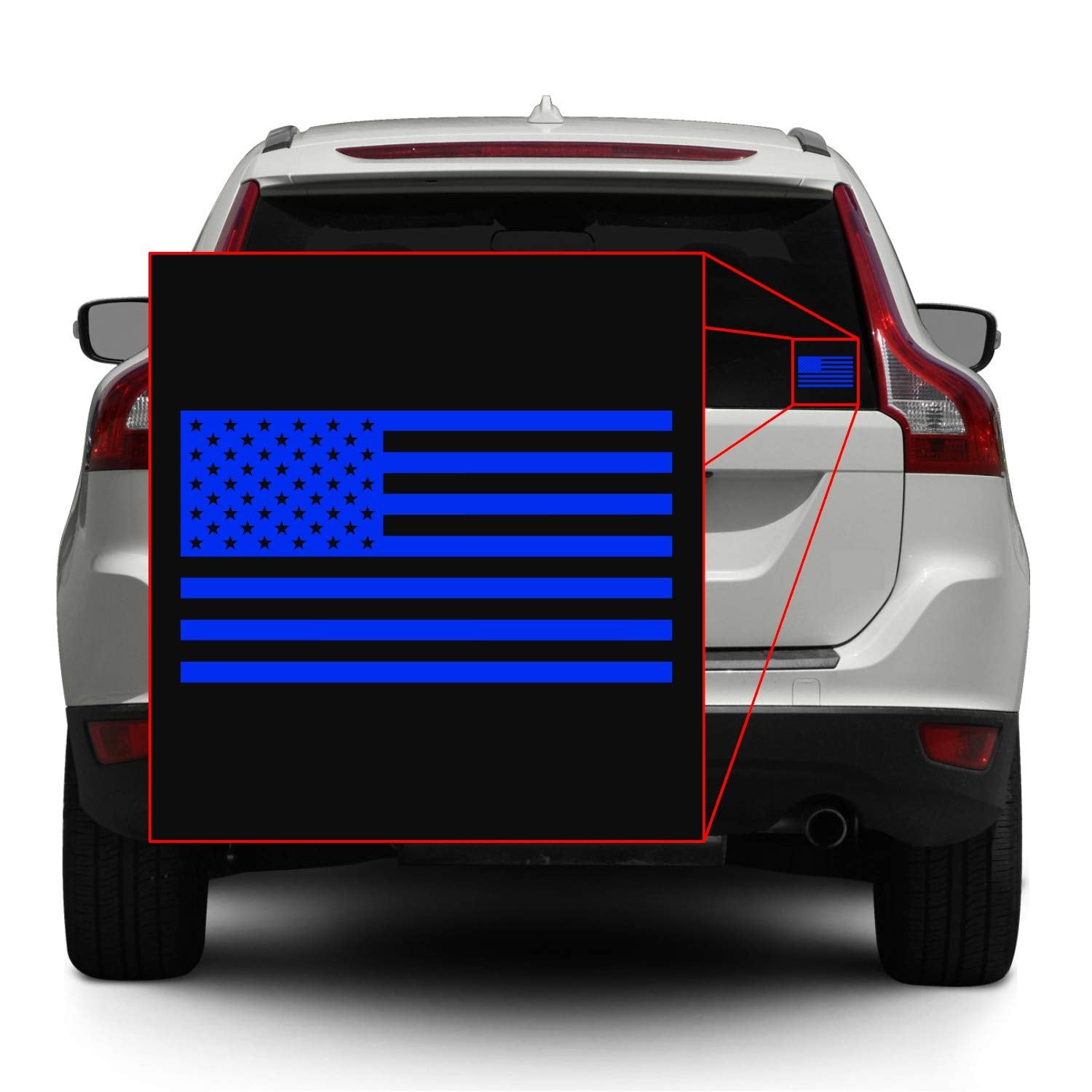 American Us Flag [Pick Color/Size] Vinyl Decal Sticker For Laptop/Car/Truck/Window/Bumper (18In X 10In, Matte Blue)