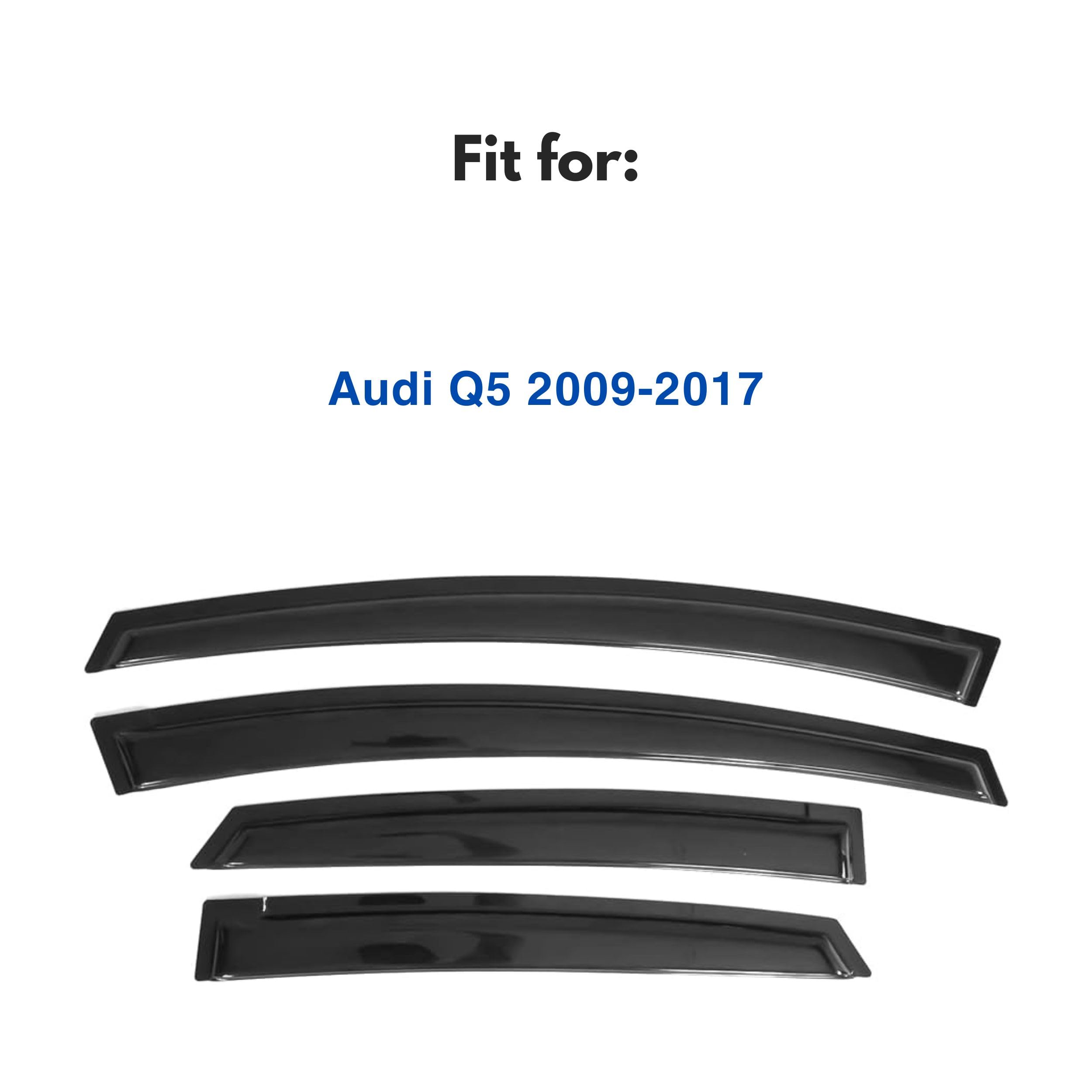 Immortal Group IG Window Visor for Audi Q5 (2009-2017) - Black Acrylic Rain Guard Deflector, Mugen Style, Model 817405