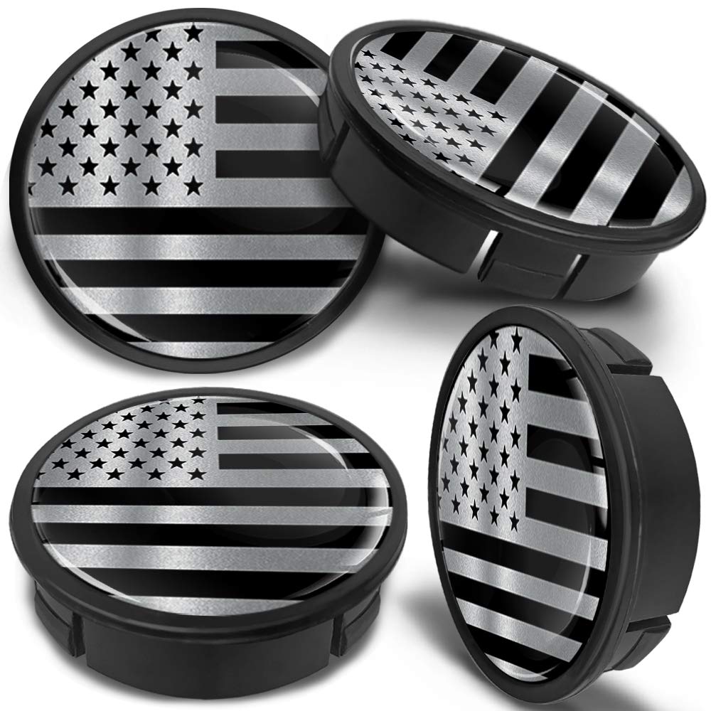 Skinoeu 4 X 60Mm Abs Car Alloy Wheel Centre Universal Rims Hub Center Caps Auto Tuning Logo Emblem Silver Black Usa Flag Cx 16