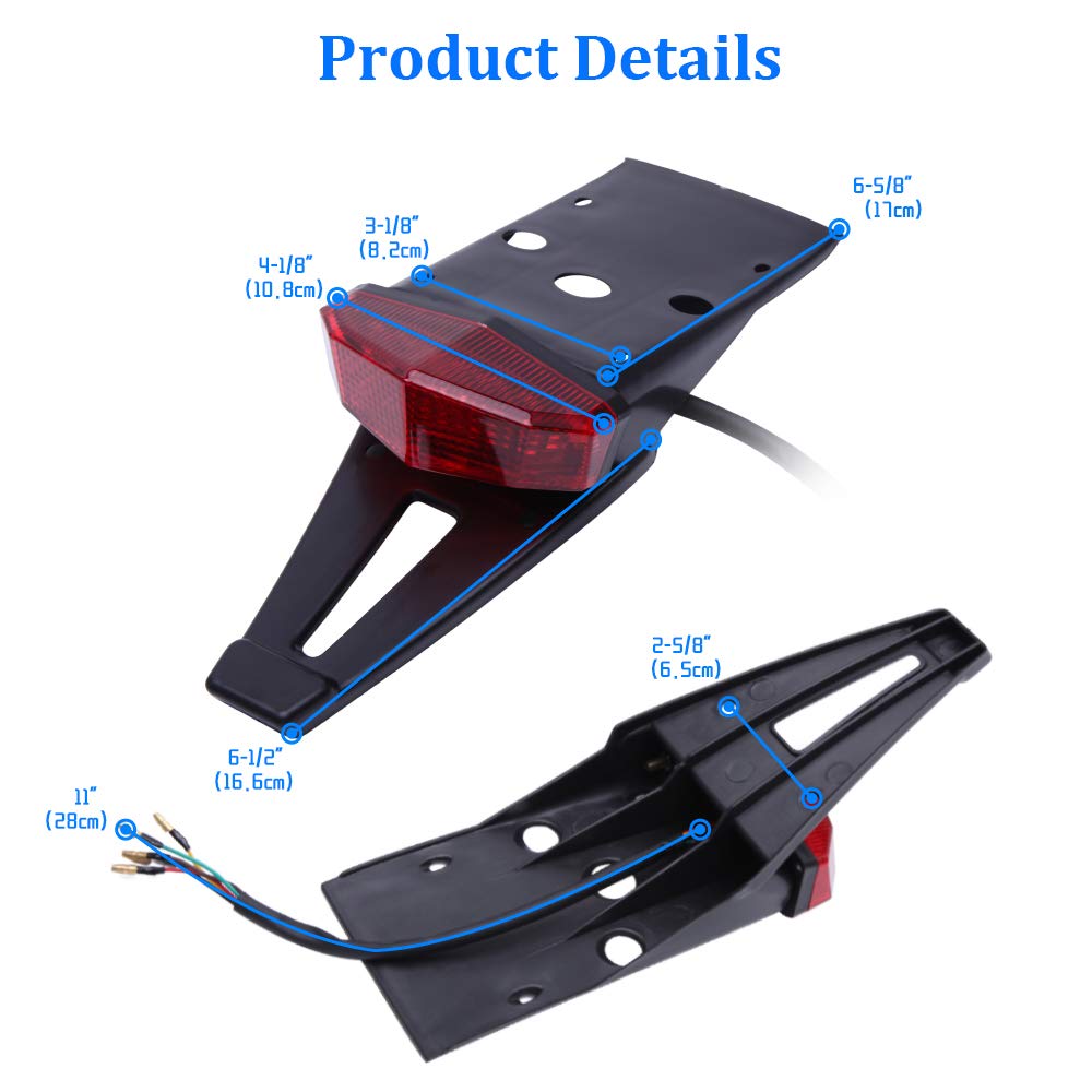 Rich Choices Rear Fender Mount Red Led Tail Light Brake Lamp Turn Signals License Plate Stop Light For Custom Off-Road Motorcycl
