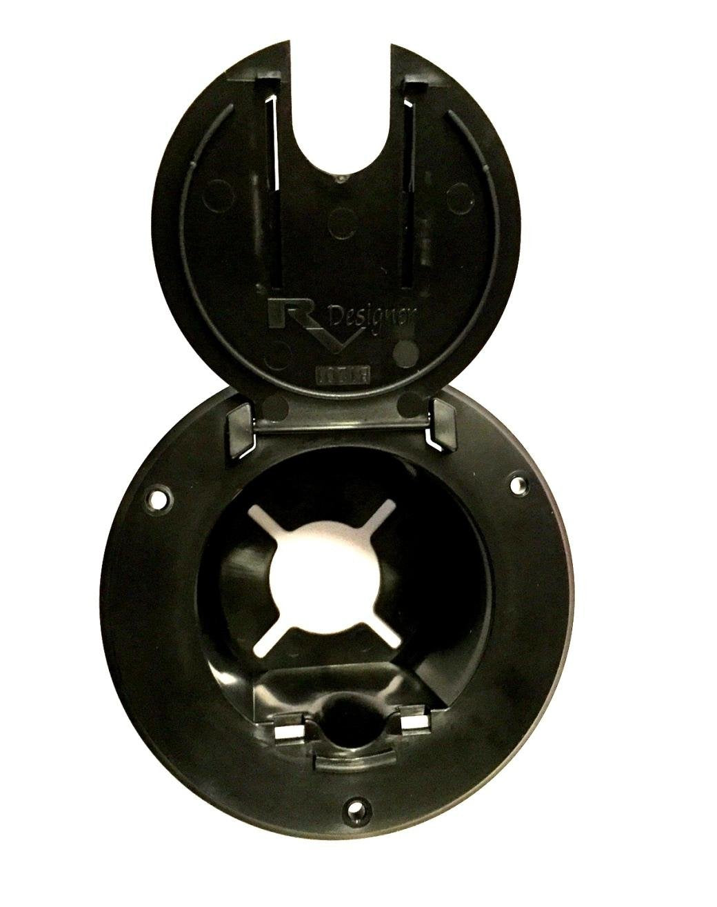 Valterra Black Electric Power Cord Small Round Cable Hatch 3'' Cutout Rv