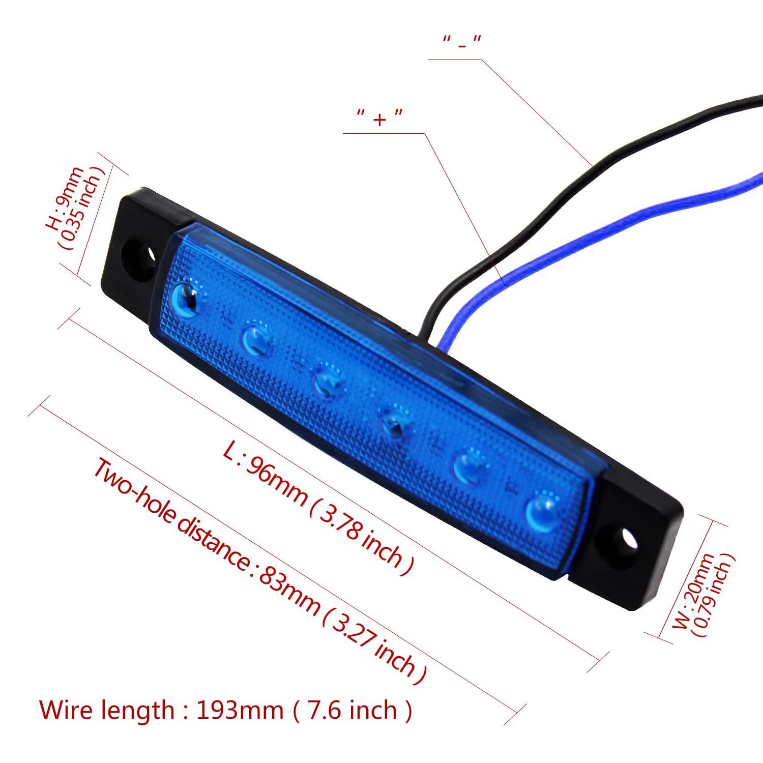 Fxc 10X 6 Led Clearence Truck Bus Trailer Side Marker Indicators Light, Waterproof Boat Interior Light, Boat Deck Stern Light 12