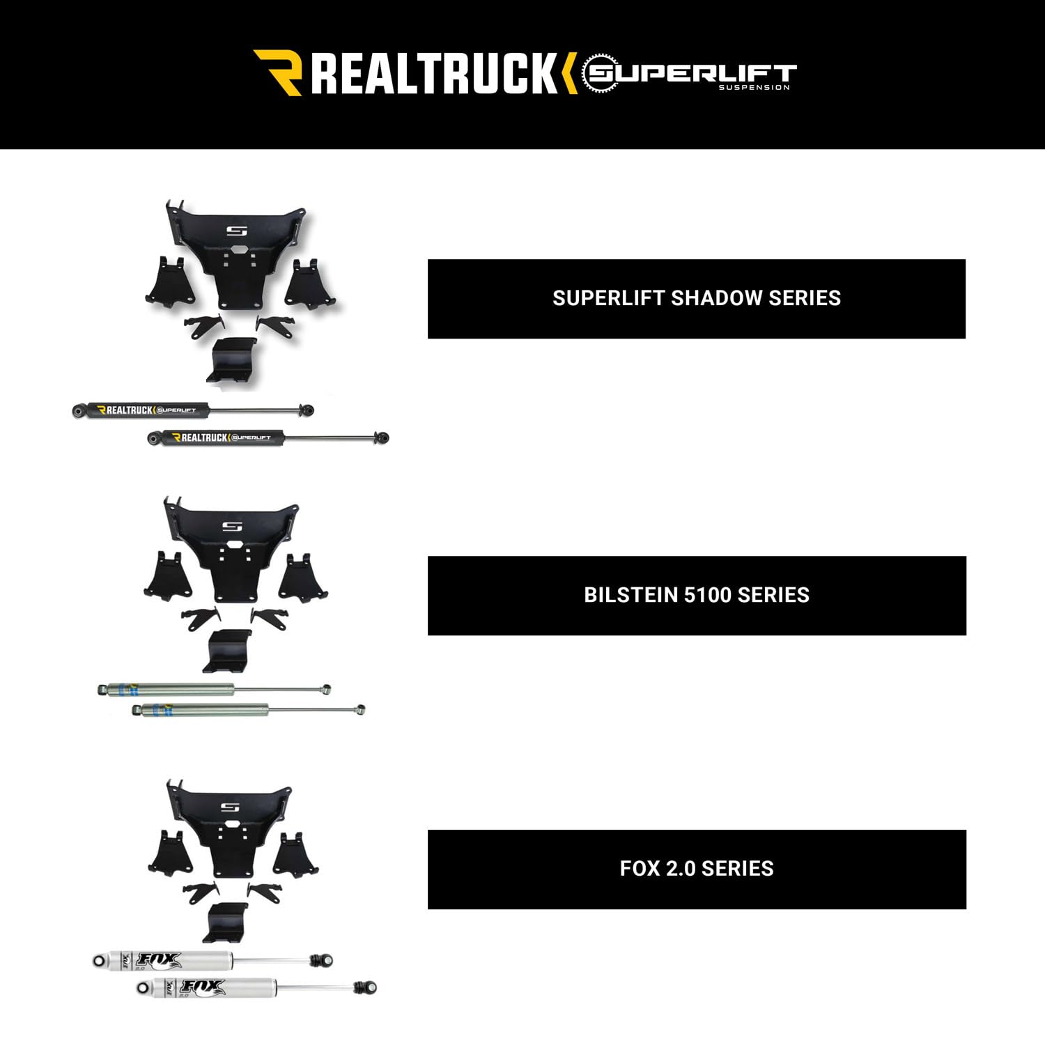 Realtruck Superlift Suspension Dual Steering Stabilizer Kit For Ford F-250/F-350 | Shadow Series Cylinders | 92741 | Fits 2005-2