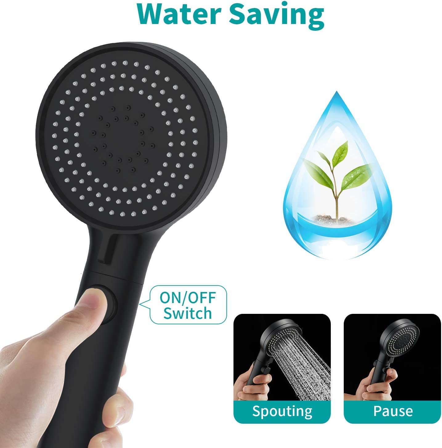 Rv Shower Head With Hose, High Pressure Shower Head With Handheld On Off Switch, Travel Trailer, Motorhome And Boat And Camper Must Have Rv Accessories Replacement Part, Matte Black