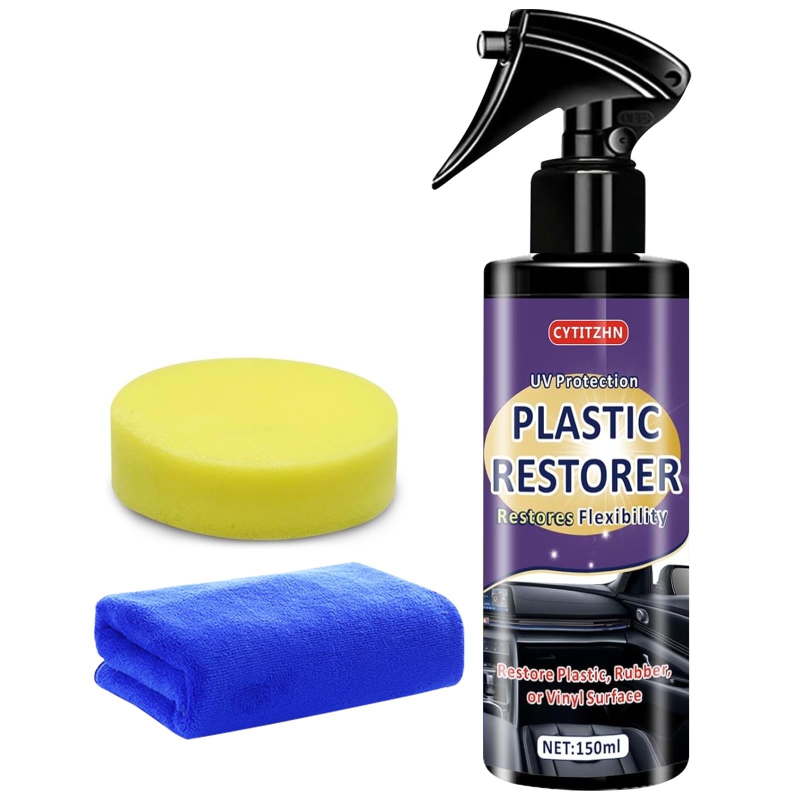 CYTITZHN Black Plastic Restorer for Cars - Ceramic Trim Coating Restores Faded Black Trim, Vinyl & Rubber | UV Protection & Deep