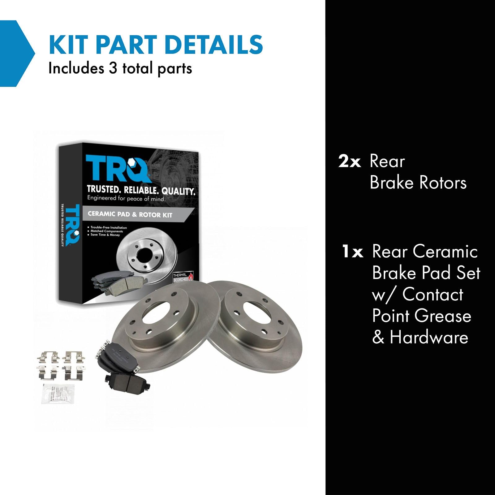 TRQ Rear Brake Pad & Rotor Kit Brake Pads Brake Rotor Ceramic Compatible with 2017-2018 Mazda 3 2019 CX-3