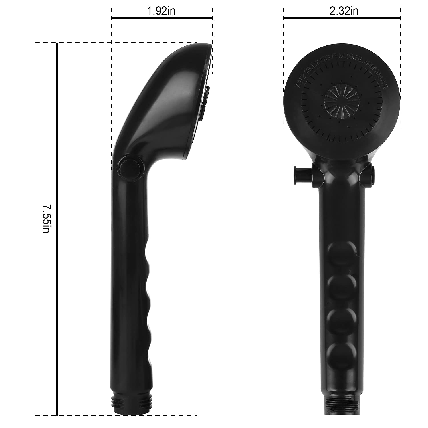 Oymov Rv Shower Head With Hose - Non-Metallic Outdoor Rv Shower Kits Replacement With Pause Function For Rvs, Fifth Wheels, Motor Homes, Travel Trailers, Campers, Boats, Black