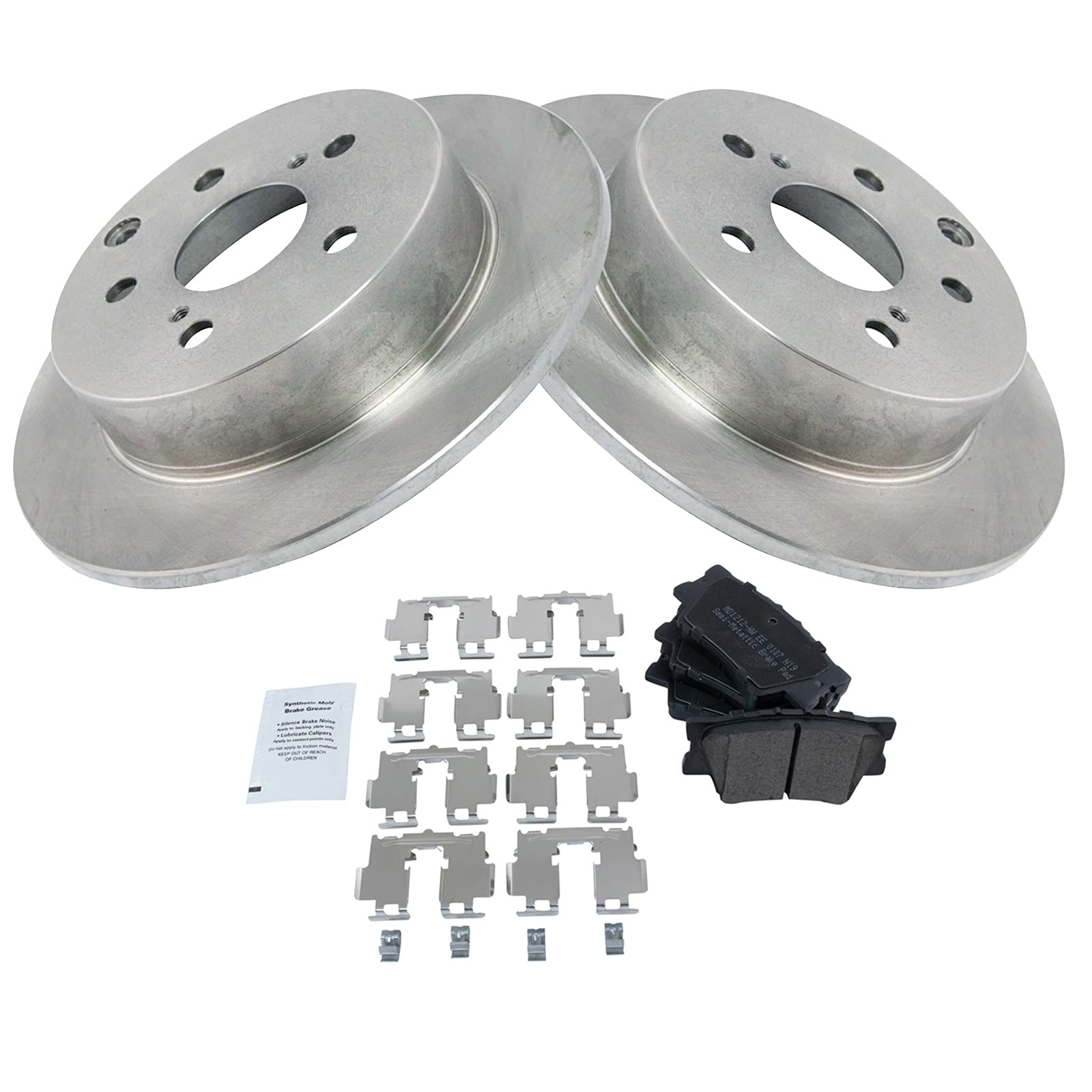 Trq Rear Brake Pad & Rotor Kit Brake Pads Brake Rotor Semi-Metallic Compatible With 2009-2010 Pontiac Vibe 2009-2013 Toyota Matr