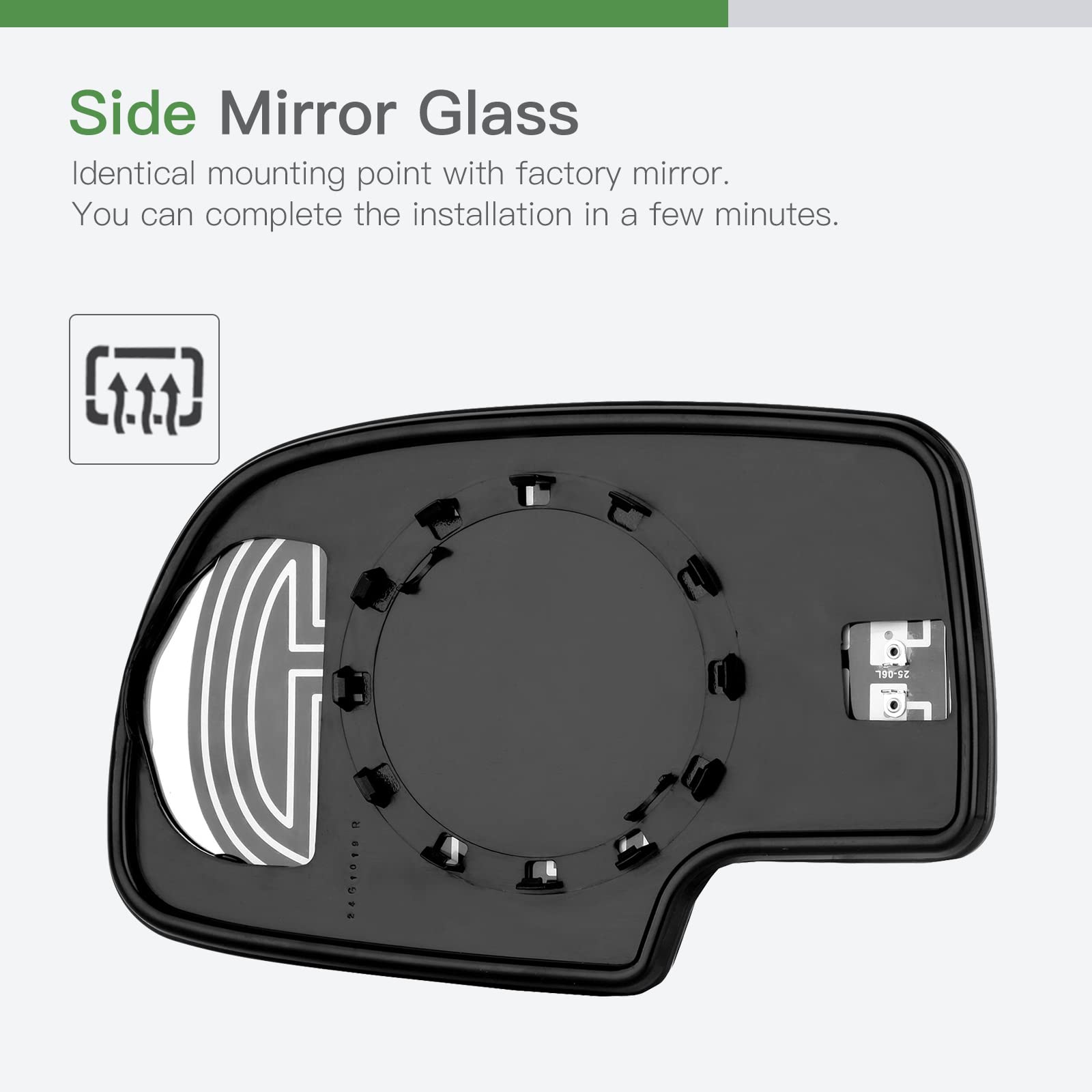 Scitoo Exterior Mirror Replacement Glass,Fit For Chevy Exterior Accessories Mirrors Glass Fit 03-07 For Chevy For Gmc Silverado Sierra 1500/2500 Hd/3500 Classic Models With Power Heated (Pair)