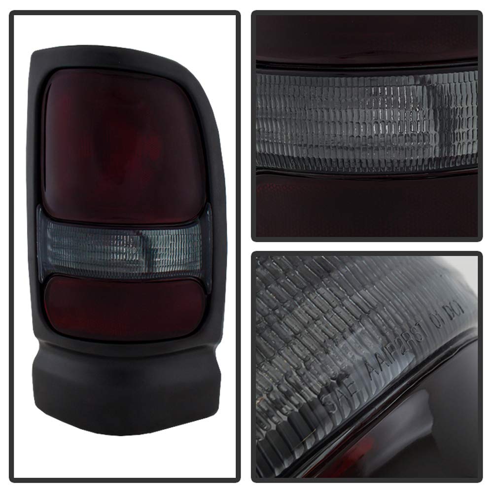 Acanii - For 1994-2001 Dodge Ram 1500 2500 3500 Red Smoke Factory Style Tail Lights Brake Lamps Aftermarket Left+Right Midnight