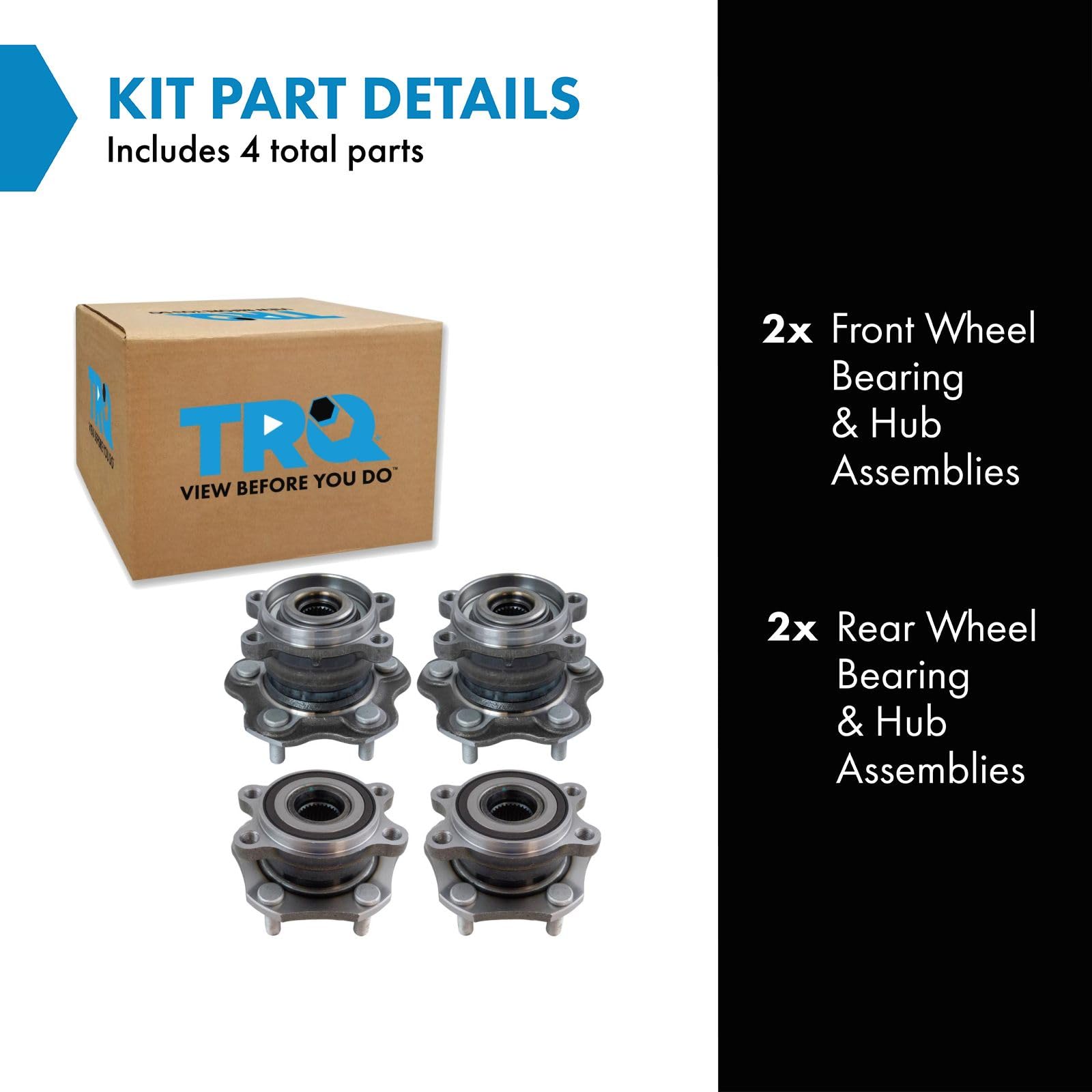 Trq Wheel Hub Bearings Assembly Set Compatible With 2014-2019 Nissan Rogue 2017-2022 Rogue Sport