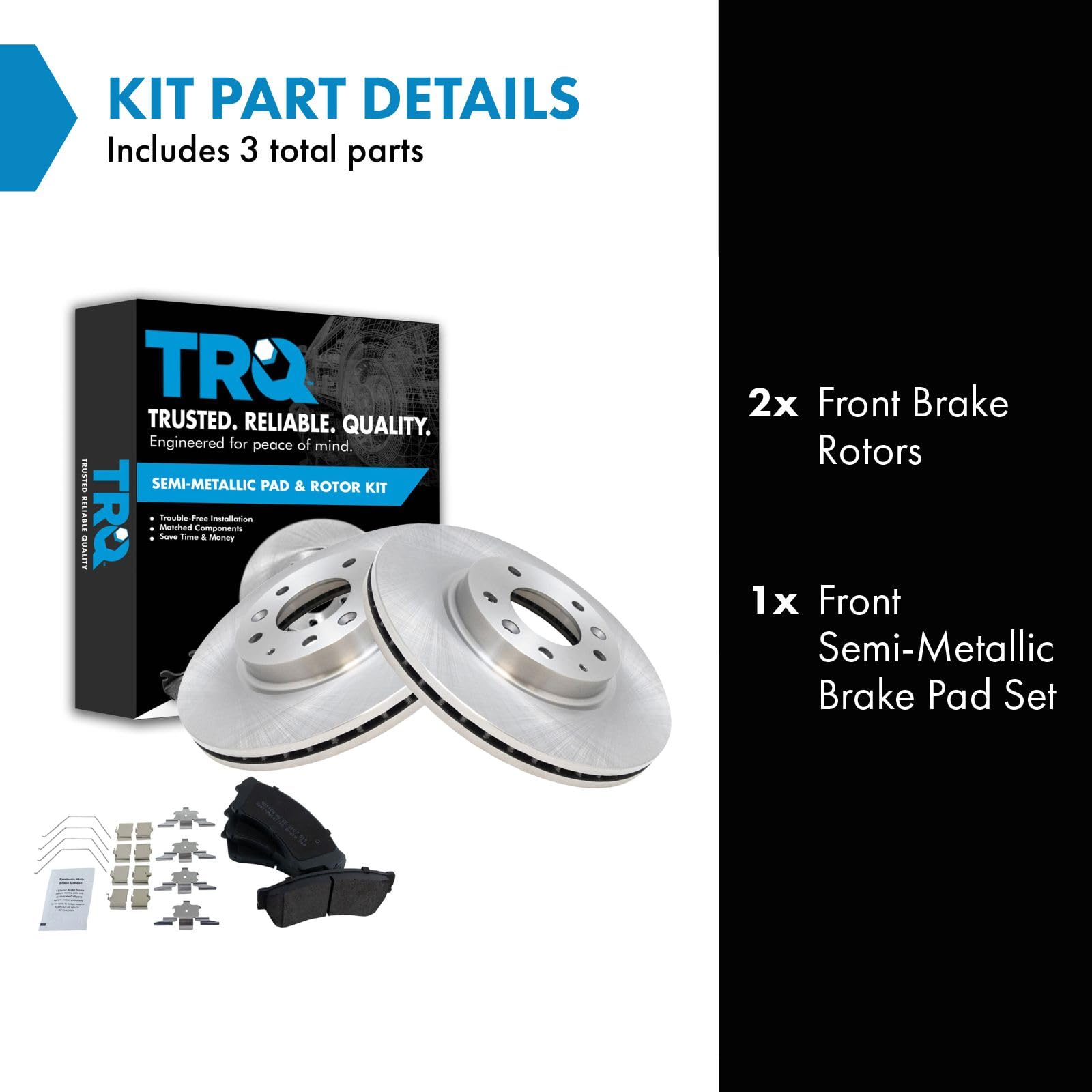 Trq Front Brake Pad & Rotor Kit Brake Pads Brake Rotor Semi-Metallic Compatible With 2006-2012 Ford Fusion 2007-2012 Lincoln Mkz