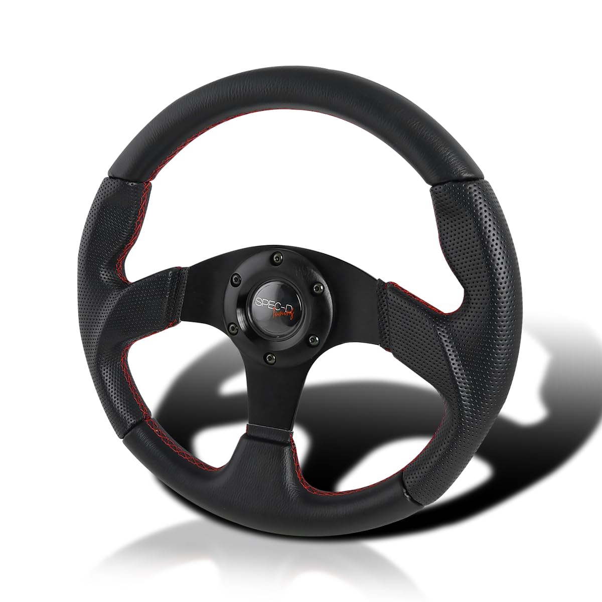 Spec-D Tuning Universal 320Mm Racing Steering Wheel JDM Black Leather