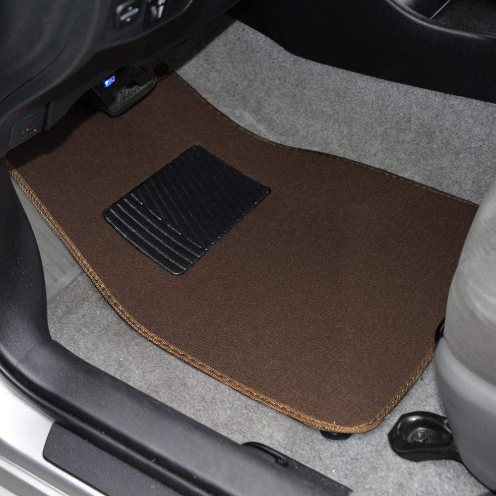 BDK Premium 4PC Carpet Car Floor Mats, Dark Beige, Rubber with Vinyl Safety Heel Pad, Model MT-100-DB for Car, Truck, SUV, Coupe Sedan