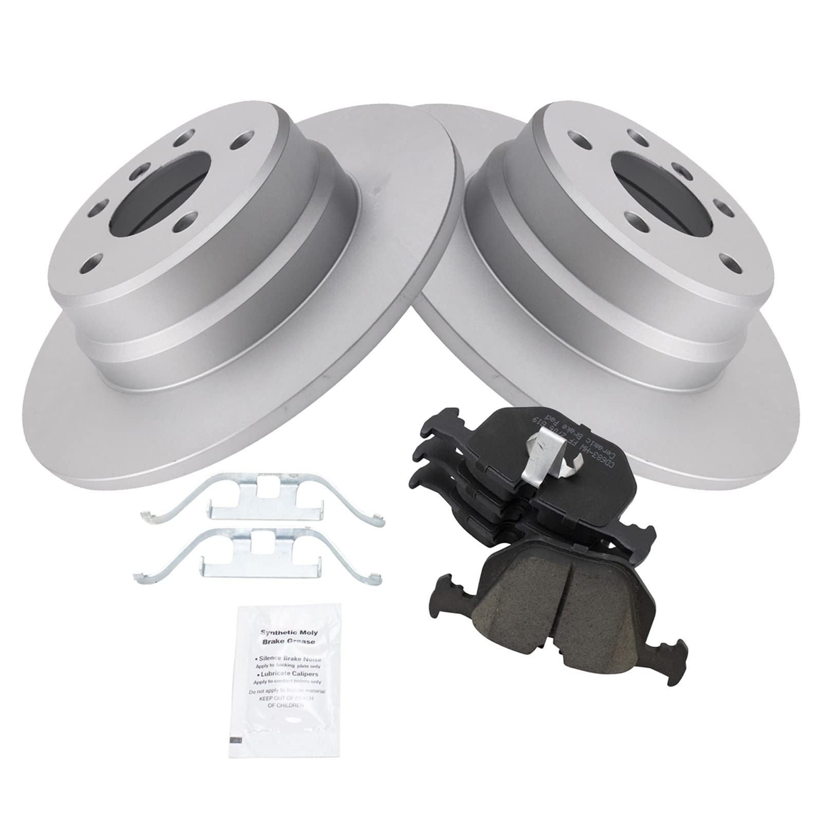 Trq Rear Brake Pad & Rotor Kit Brake Pads Brake Rotor Ceramic Premium G-Coated Compatible With 2000-2006 Bmw X5