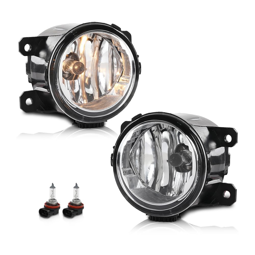 PIT66 Front Fog Lights Compatible with Ram Promaster 1500 2500 3500 2014-2022 AC2592111N, 5182426AA, AC2592111C Clear Lens Black