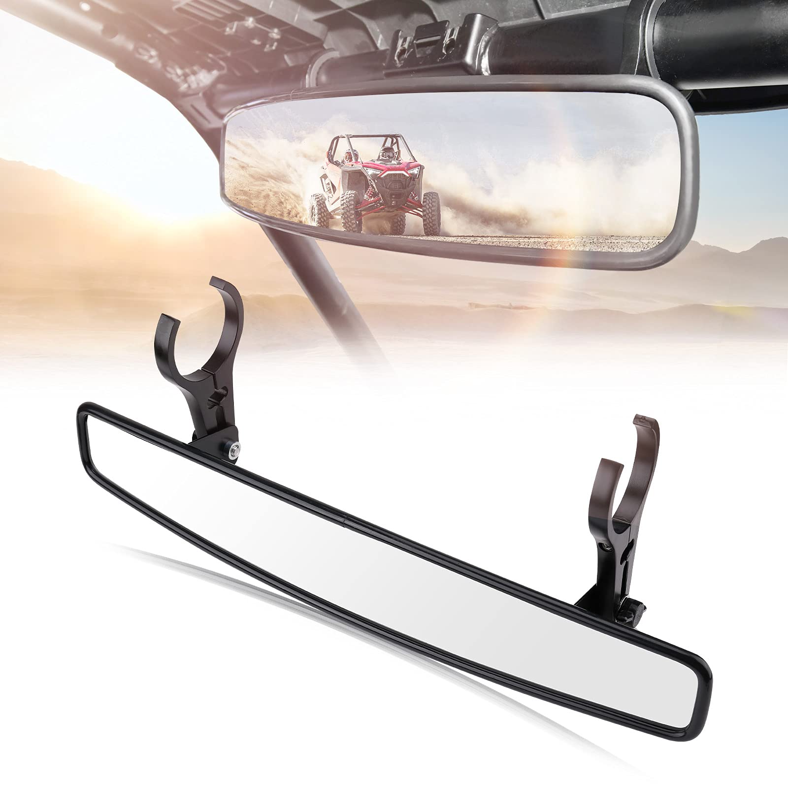 KEMIMOTO UTV Race Mirror 17" Black Plastic, Compatible with Polaris RZR, Can-Am, Pioneer, Talon 1000R, Model UTVB0106-02201