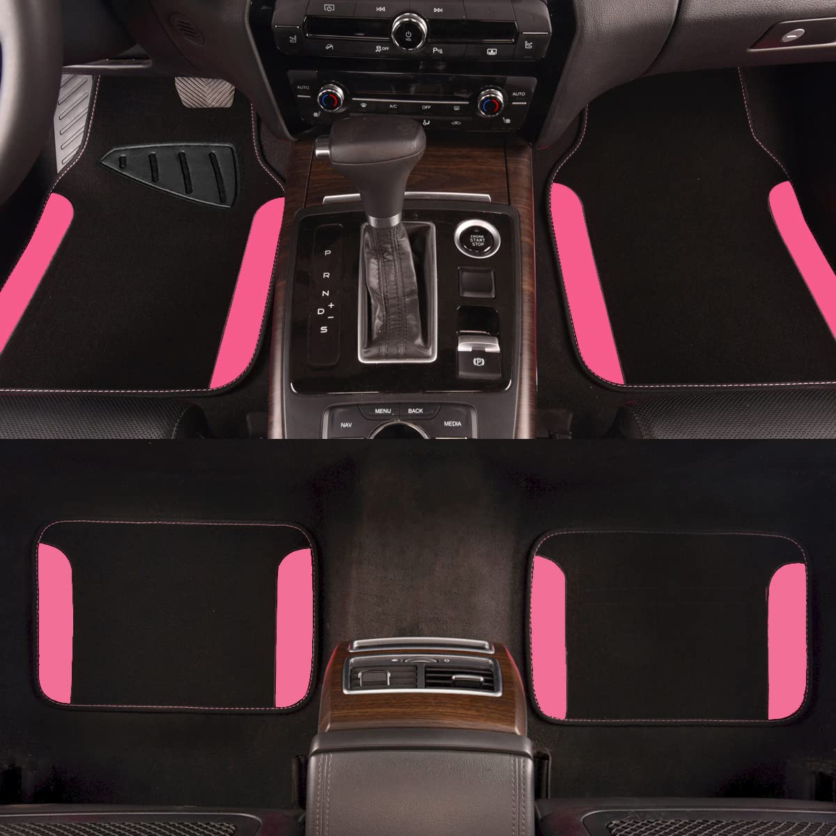 Car Pass Rainbow Waterproof Universal Fit Faux Leather Car Carpet- Anti-Slip Nibbed Backing Floor Mats For Suv, Vans,Sedans,Truc