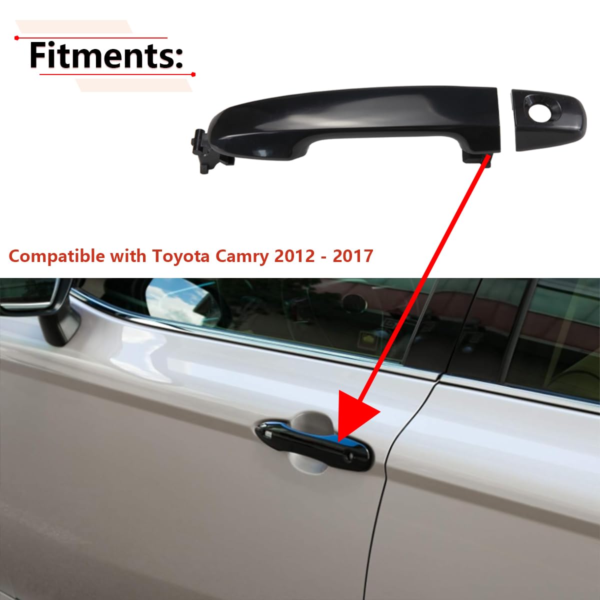 Rlb-Hilon Exterior Door Handle Compatible With Toyota Camry 2012 2013 2014 2015 2016 2017 Year, For Front Left Driver Side Door