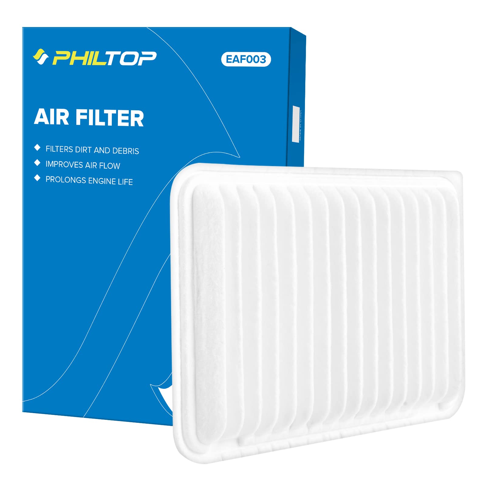 Philtop Engine Air Filter, Eaf003 Replacement For Camry Gas L4 (2007-2017), Venza Gas L4 (2009-2015), Compatible With Ca10171 Ai