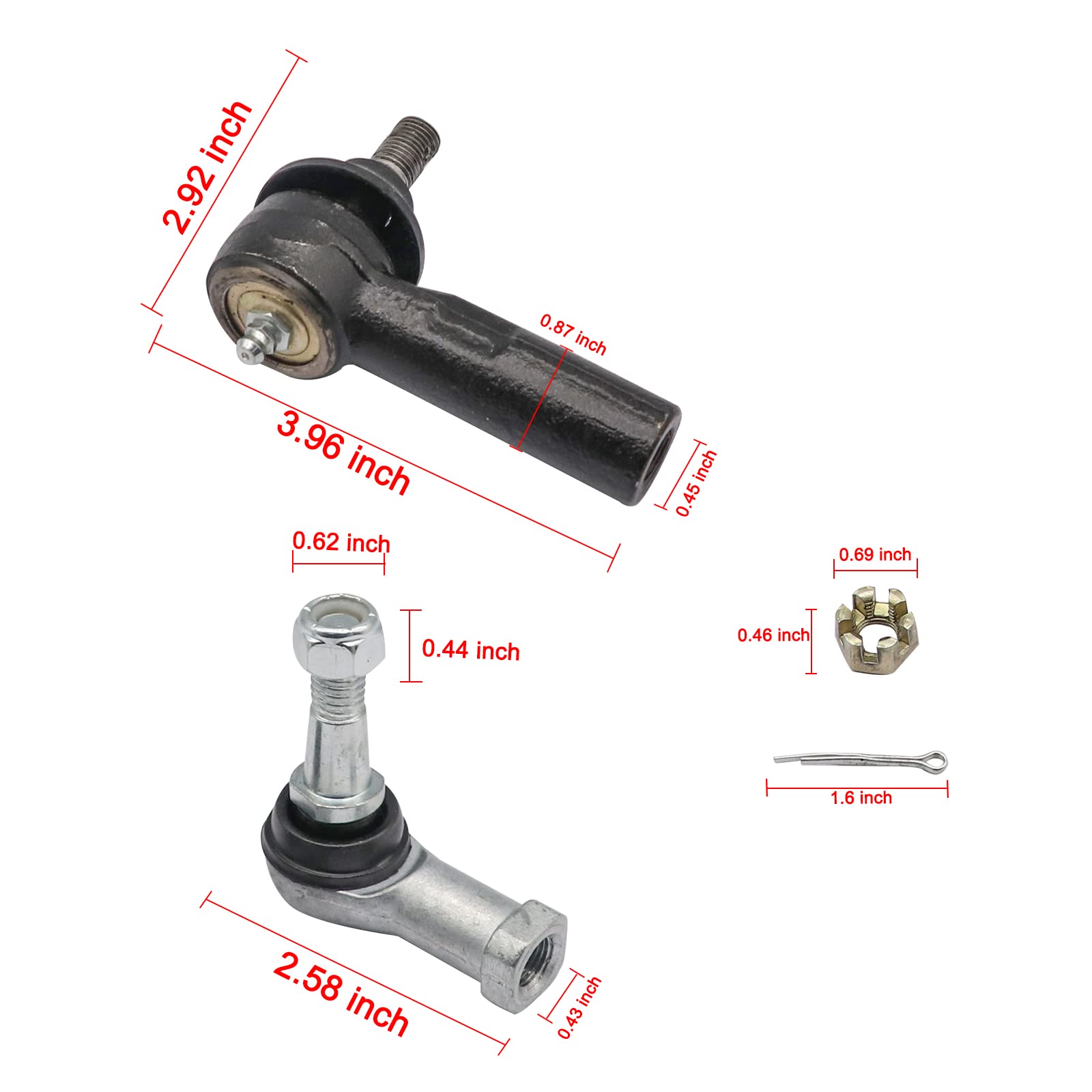 Ball Joint Kit,Tie Rod End Set and Steering Back Outer Ball Joint Fits 2001-Up EZGO TXT Golf Cart OEM 70902-G01 70902-G02 70695-