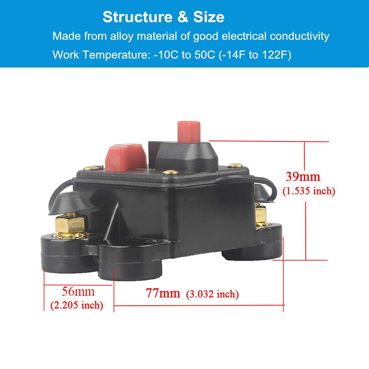 Wohhom 80Amp Circuit Breaker Manual Reset Fuse Holder, 30A-300A 12V-24V Dc Protection Reset Fuse For Trolling Motor Auto Car Mar